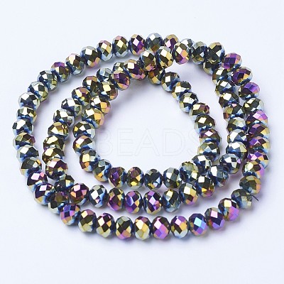 Electroplate Transparent Glass Beads Strands X-EGLA-A034-T8mm-UA07-1