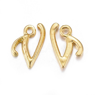 Golden Plated Alloy Letter Pendants PALLOY-J718-01G-V-1