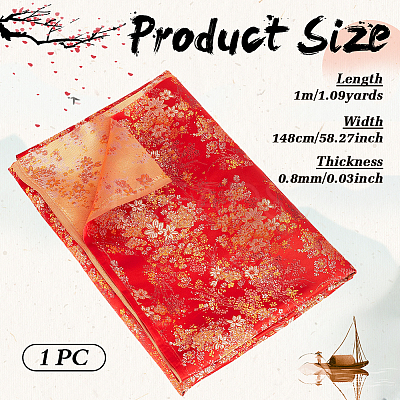 Chinese-style Flower Pattern Polyester Fabric for Clothing & Home Decor DIY-WH0622-735A-1