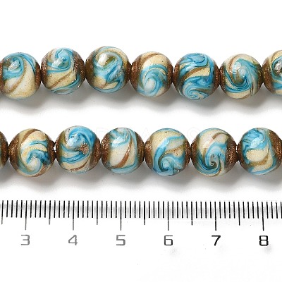 Gold Sand Lampwork Beads Strands LAMP-E036-06D-1