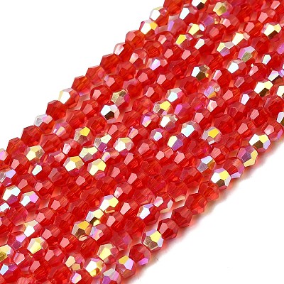 AB Color Plated Transparent Glass Beads Strands GLAA-G127-01B-1