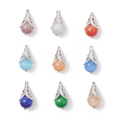 Cat Eye with Brass Pendants PALLOY-JF04275-1