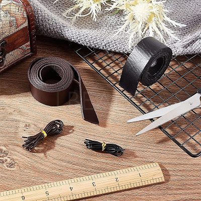 2Pcs 2 Colors Flat Leather Jewelry Cords WL-OC0001-03-1