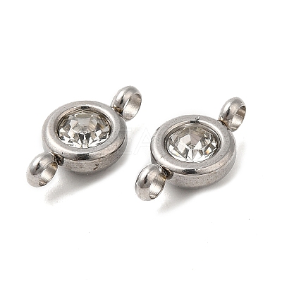 304 Stainless Steel Single Rhinestone Connector Charms STAS-E194-13P-1