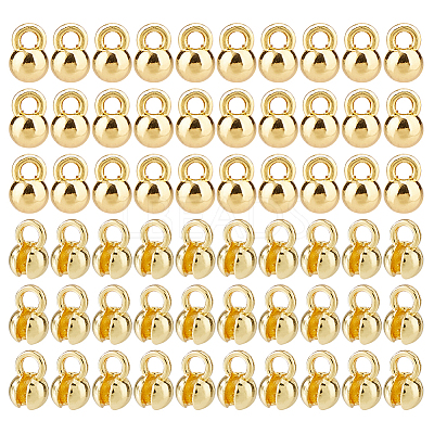 60Pcs Brass Bead Tips KK-HS0002-06-1