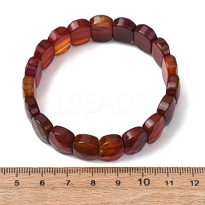 Dyed & Heated Natural Carnelian Beaded Stretch Bracelets for Unisex G-K303-01I-1