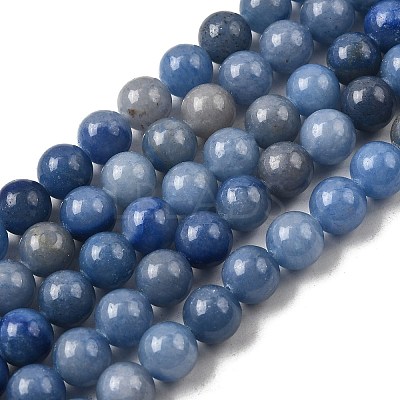 Dyed & Heated Natural Blue Aventurine Round Beads Strands G-N0120-08-8mm-1