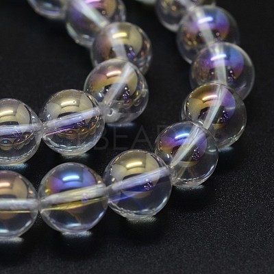 Electroplated Natural Quartz Crystal Beads Strands G-K285-09-8mm-02-1