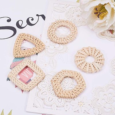 Handmade Reed Cane/Rattan Woven Linking Rings WOVE-PH0001-11-1