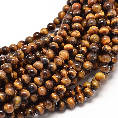 Natural Tiger Eye Round Bead Strands G-P072-33-12mm-1