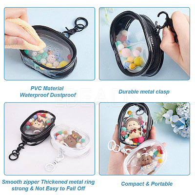 4Pcs 4 Styles Mini Oval Transparent PVC Zipper Coin Purse Wallets Bags with Clasps and Balls AJEW-GO0001-94-1