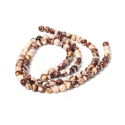 Natural Zebra Jasper Round Bead Strands X-G-M172-8mm-02-1-1