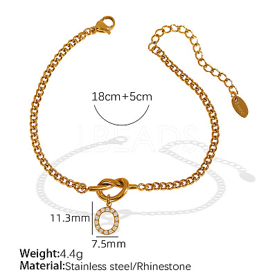 304 Stainless Steel Micro Pave Clear Cubic Zirconia Charm Bracelets WG4D47F-16-1