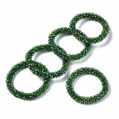 Faceted Transparent Glass Beads Stretch Bracelets BJEW-S144-002C-07-1