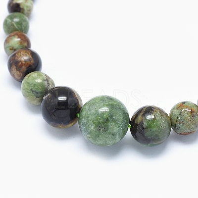 Natural Green Opal Graduated Beads Necklaces and Bracelets Jewelry Sets SJEW-L132-04-1