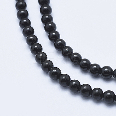 Natural Black Tourmaline Beads Strands G-E444-27-4mm-1