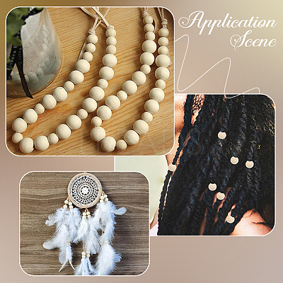 400Pcs 5 Styles Natural Unfinished Wood Beads WOOD-PA0001-55-1