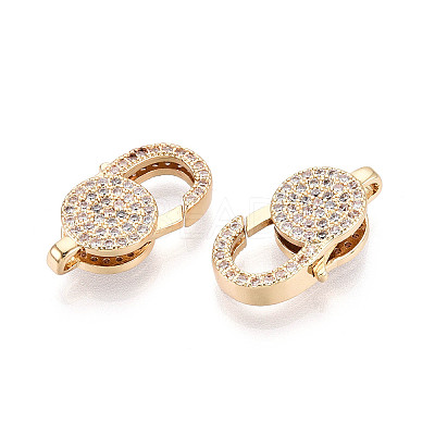 Brass Pave Clear Cubic Zirconia Lobster Claw Clasps KK-T075-76G-1