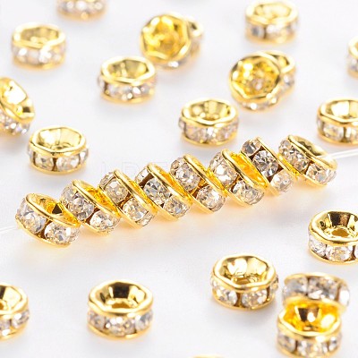 Brass Grade A Rhinestone Spacer Beads RSB035NF-01G-1