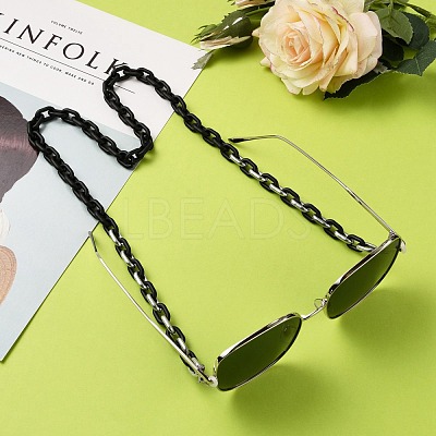 Spray Painted CCB Plastic Linking Eyeglasses Chains AJEW-EH00240-01-1