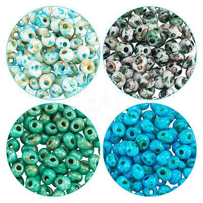 480Pcs 4 Colors Picasso Glass Seed Beads SEED-TA0001-07B-1