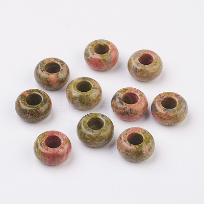 Natural Unakite European Beads X-G-G740-14x8mm-16-1