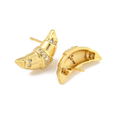 Rack Plating Brass Micro Pave Cubic Zirconia Stud Earring EJEW-C102-15G-01-1