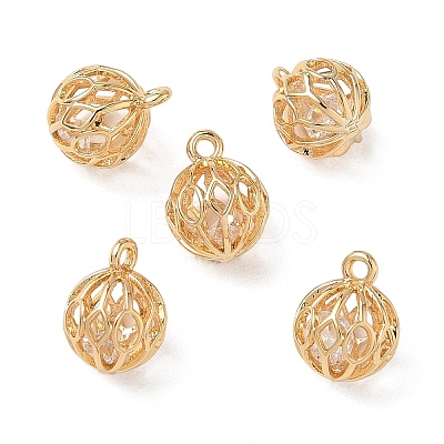 Brass Micro Pave Clear Cubic Zirconia Pendants KK-D261-01G-09-1