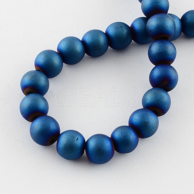 Non-magnetic Synthetic Hematite Beads Strands G-Q933-8mm-05-1