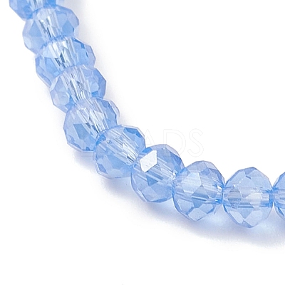 6Pcs 6 Colors Glass Faceted Rondelle Beaded Necklaces with 304 Stainless Steel End Chains NJEW-JN05494-1