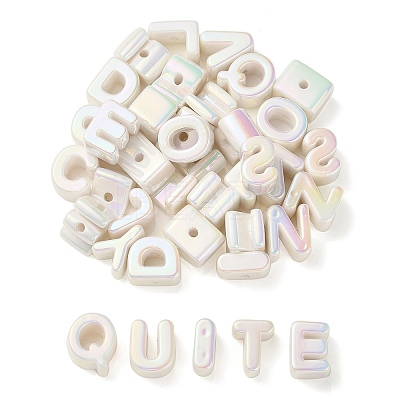 UV Plating Rainbow Iridescent Acrylic Beads OACR-C012-01I-1-1
