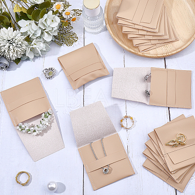 Square PU Leather Jewelry Flip Pouches with Random Color Lining PAAG-CL0001-02B-1