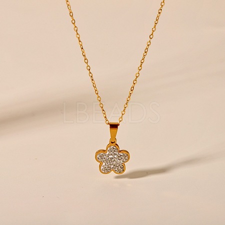 304 Stainless Steel Crystal Rhinestone Pendant Necklaces FS-WG5BCFA-04-1