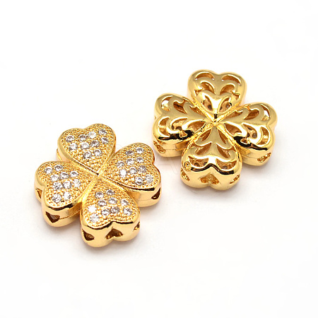 Clover Brass Micro Pave Cubic Zirconia Beads ZIRC-E010-10G-1