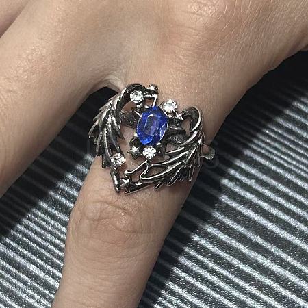Alloy Rhinestone Wing Cuff Open Rings for Women WG253F1-02-1