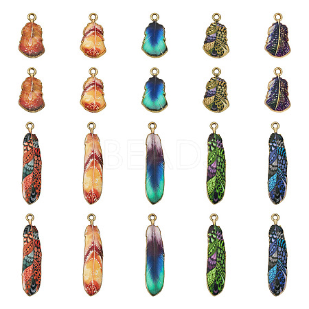 30Pcs 10 Styles Rack Plating Alloy Pendants FIND-TA0009-68-1