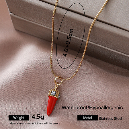 Vintage Retro 304 Stainless Steel Enamel Chili Hot Pepper Pendant Necklaces for Women TT8983-5-1