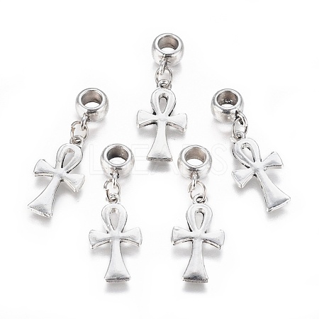 Antique Silver Plated Alloy European Dangle Charms MPDL-L028-05AS-1