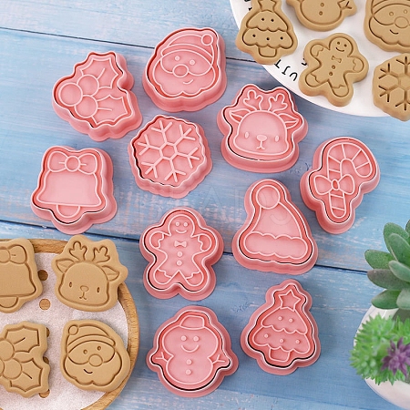 Christmas Themed Plastic Cookie Cutters BAKE-PW0007-028-1