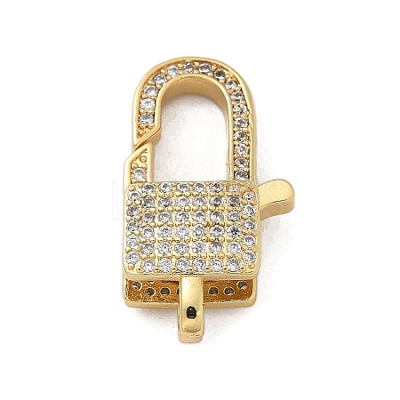 Brass Micro Pave Cubic Zirconia Lobster Claw Clasps KK-M300-04G-03-1