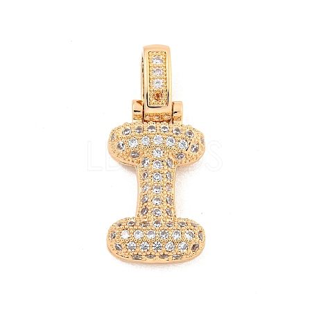 Brass Micro Pave Clear Cubic Zirconia Pendants KK-B099-01G-I-1