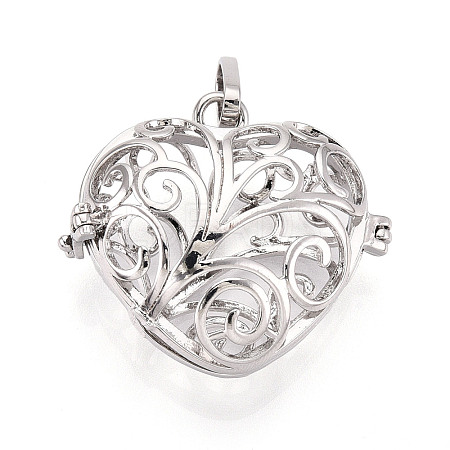 Rack Plating Brass Cage Pendants KK-Q402-08P-1