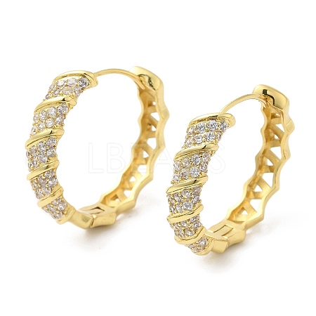 Rack Plating Brass Pave Cubic Zirconia Hoop Earrings for Women EJEW-D059-20G-1