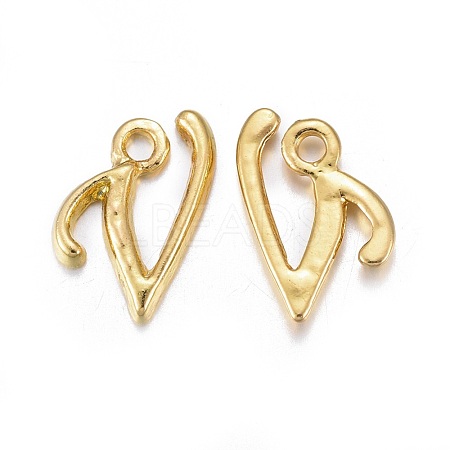 Golden Plated Alloy Letter Pendants PALLOY-J718-01G-V-1