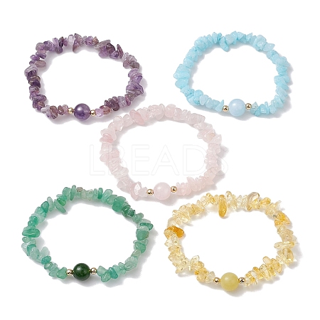 Rhombus Natural Gemstone Beads Stretch Bracelets for Women BJEW-JB10984-1