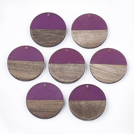 Resin & Walnut Wood Pendants RESI-S358-02B-11-1