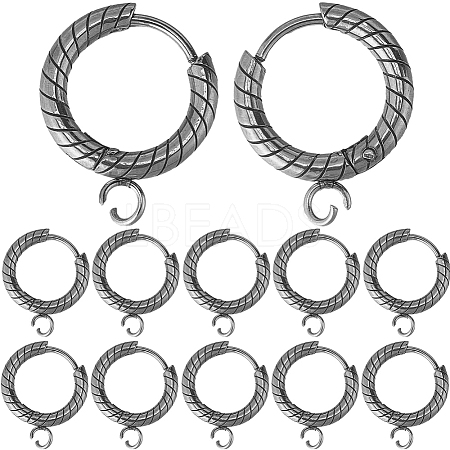 SUNNYCLUE 12Pcs 201 Stainless Steel Hoop Earrings Findings STAS-SC0007-97-1