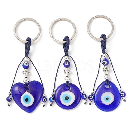Handmade Lampwork Turkish Blue Evil Eye Pendant Keychain KEYC-JKC00497-1