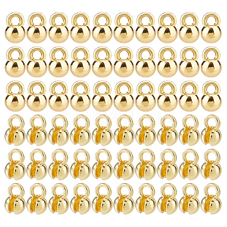 60Pcs Brass Bead Tips KK-HS0002-06-1
