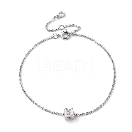 Brass Micro Pave Clear Cubic Zirconia Charms Bracelets BJEW-JB05400-03-1
